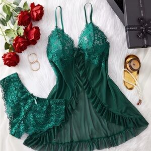 Elegant Orange Lace Lingerie Set